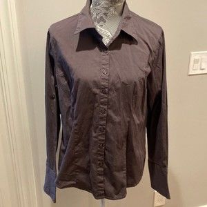 LE3NO - Gray Women's button-up shirt, Size XL